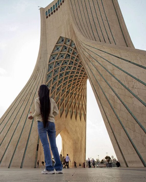 woman life freedom in front of azadi tower